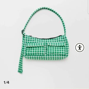 Baggu Cargo Shoulder Purse - Green Gingham